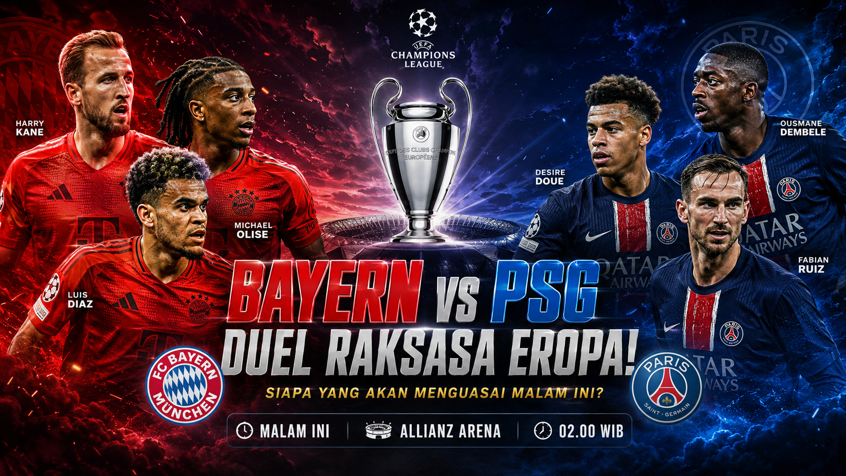 Bayern Munchen vs PSG: Duel Raksasa Eropa Siap Guncang Liga Champions Malam Ini!