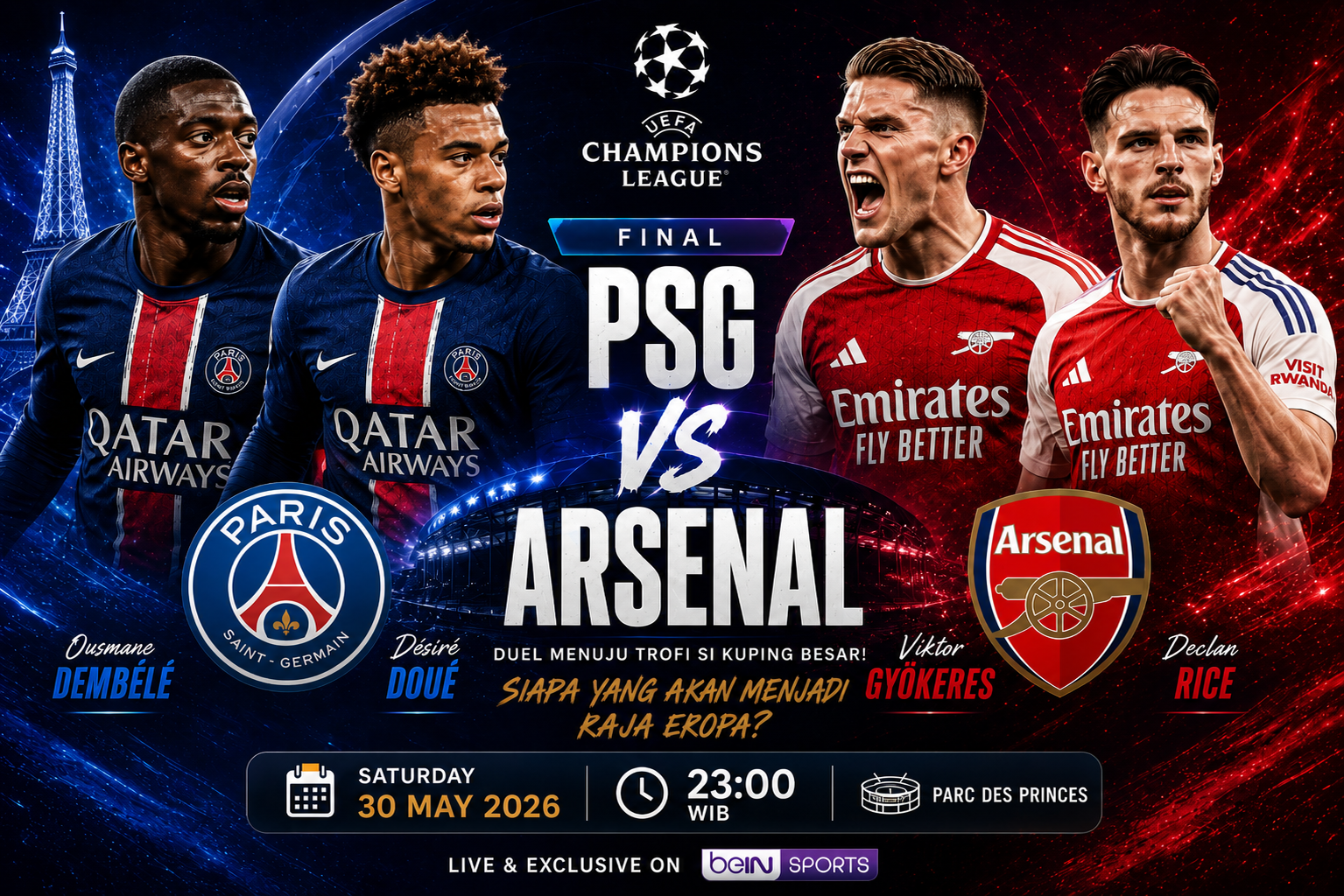 PSG vs Arsenal: Duel Panas Semifinal Liga Champions Siap Tersaji