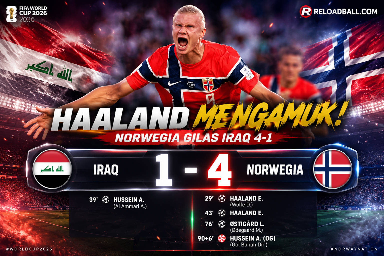 Haaland Pimpin Norwegia Raih Tiga Poin Perdana