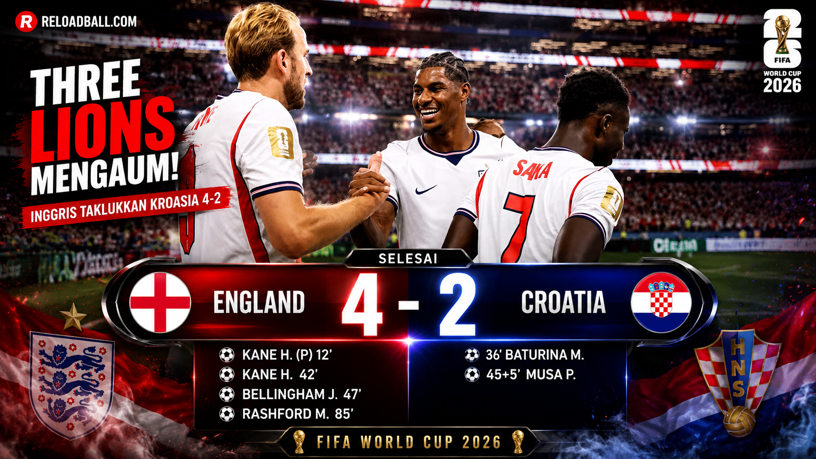 hasil pertandingan inggris vs kroasia ter update