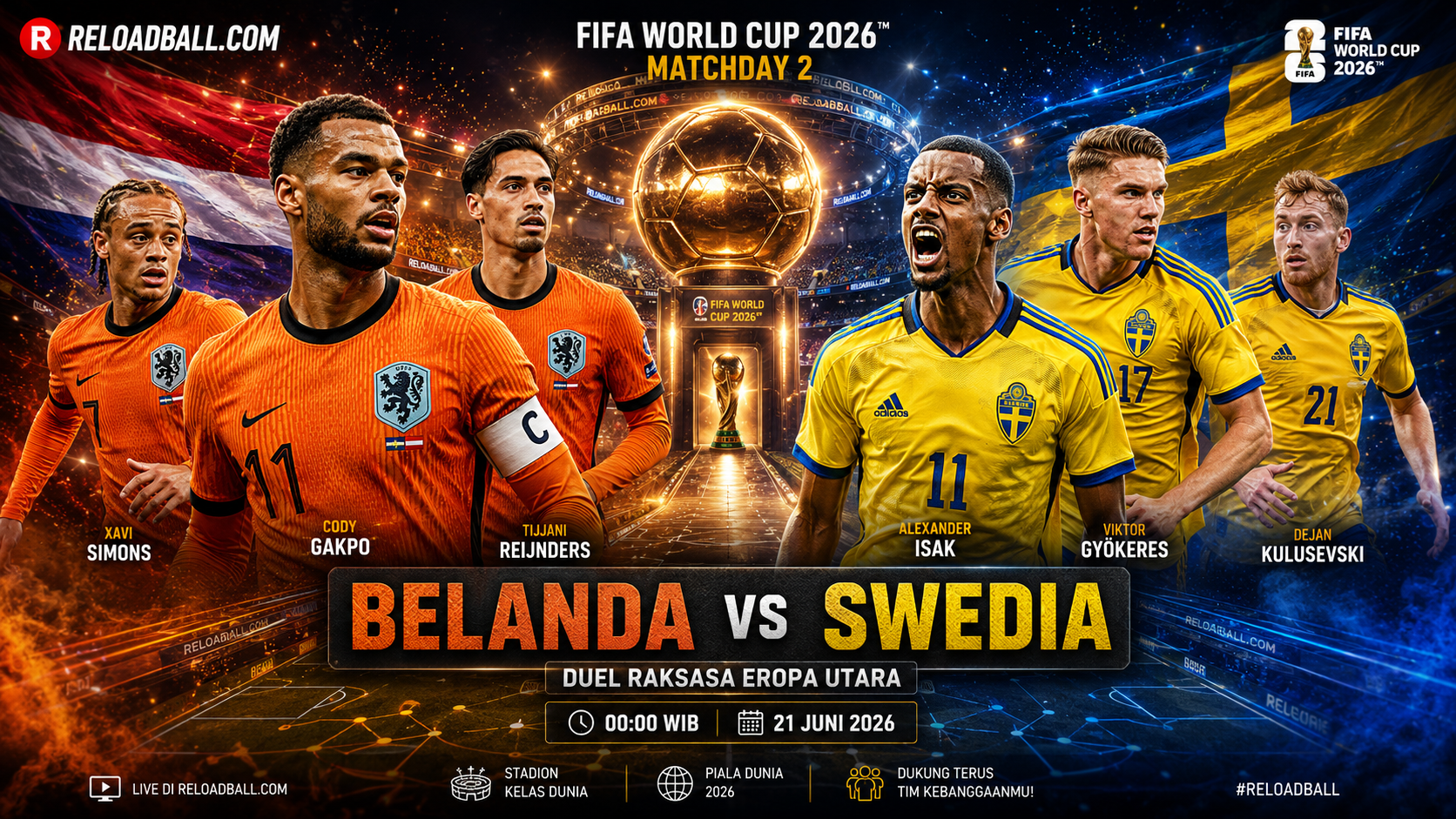 Belanda vs Swedia: Prediksi, Analisa dan Duel Penentu Juara Grup Piala Dunia 2026