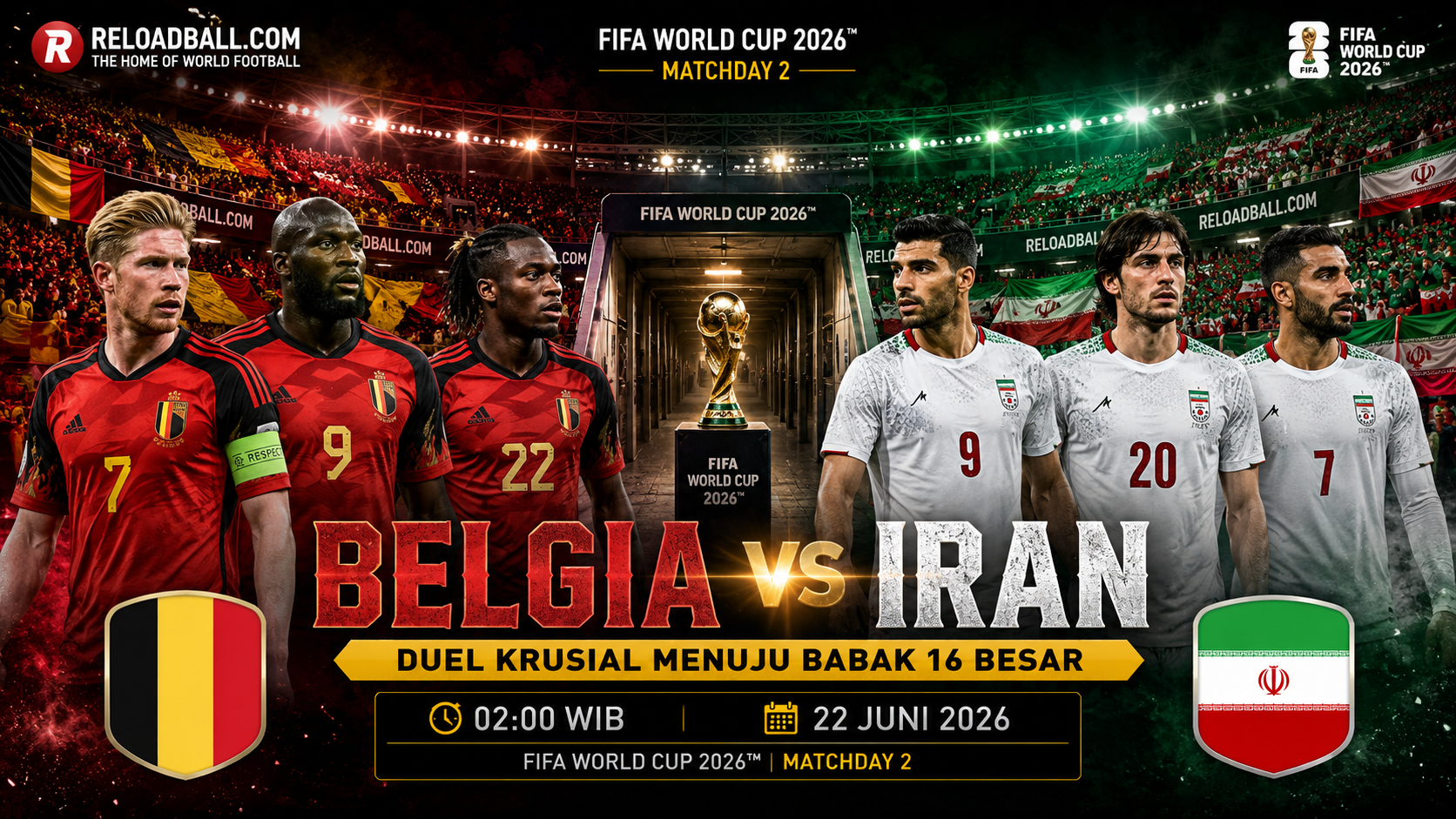 Belgia vs Iran: Analisa, Prediksi Skor dan Peluang Menang di Piala Dunia 2026