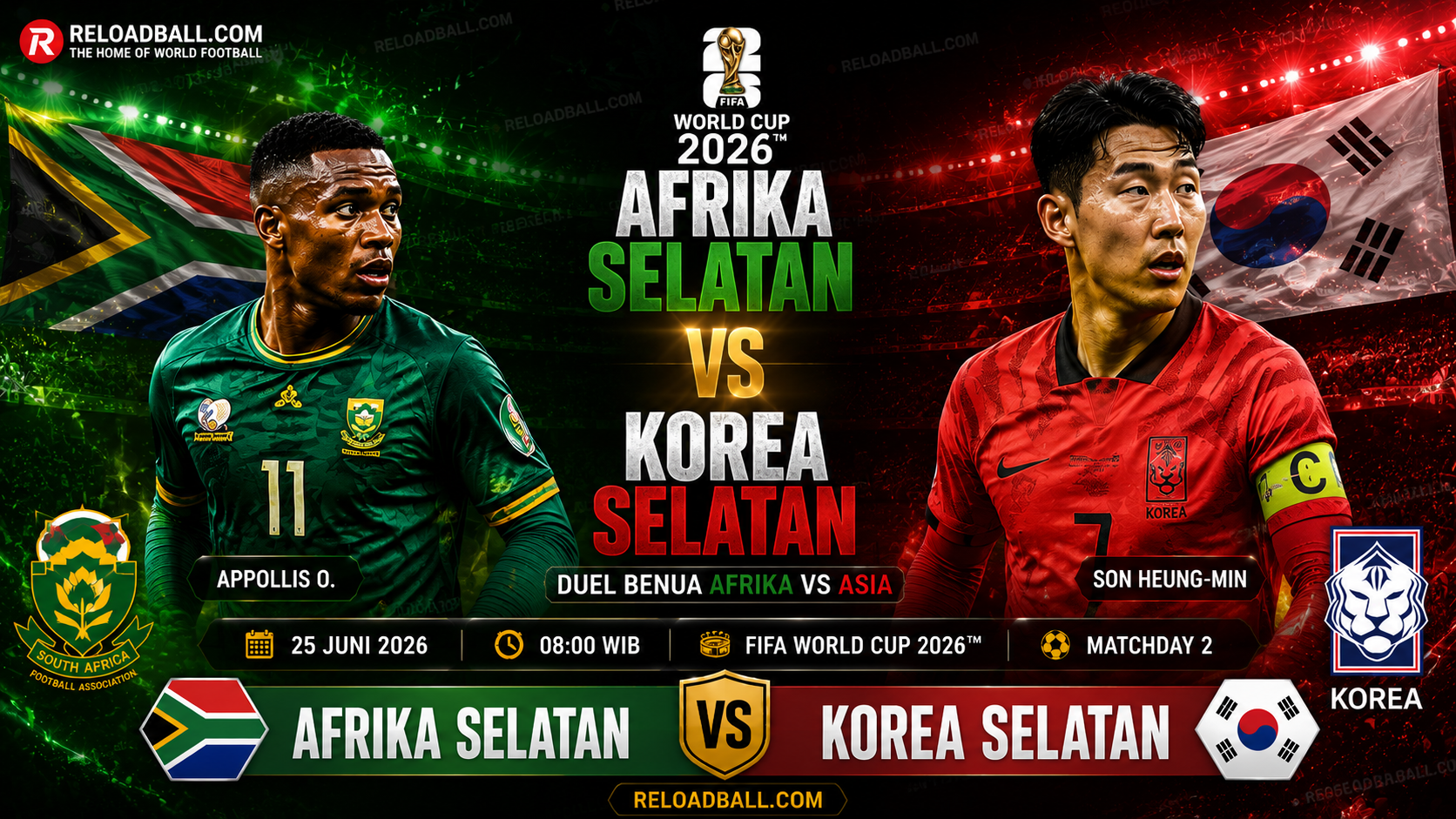 Afrika Selatan vs Korea Selatan: Duel Son Heung-min dan Ambisi Lolos ke 16 Besar Piala Dunia 2026