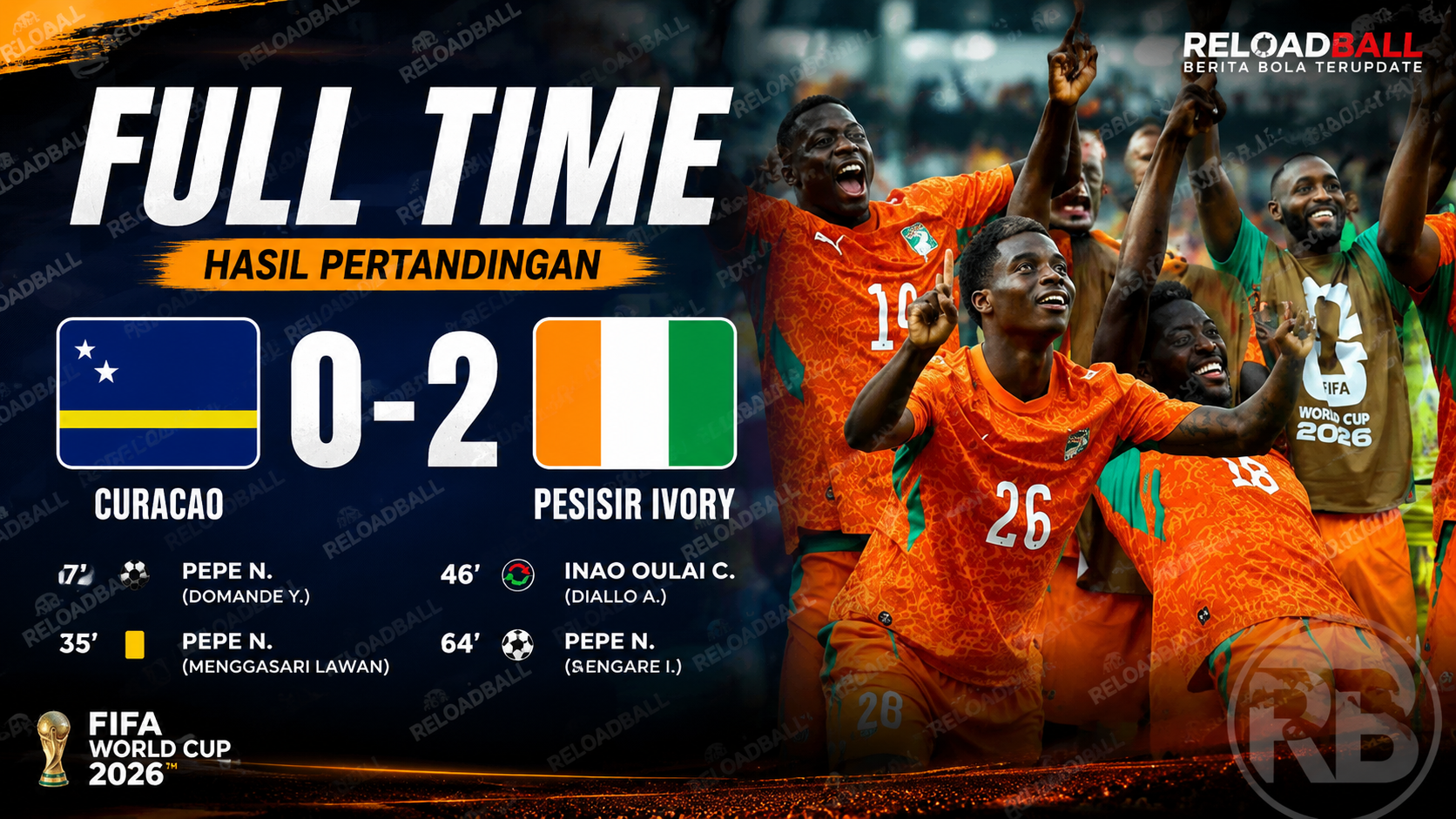 Pantai Gading Kalahkan Curacao 2-0, Pepe Jadi Bintang Kemenangan di Piala Dunia 2026