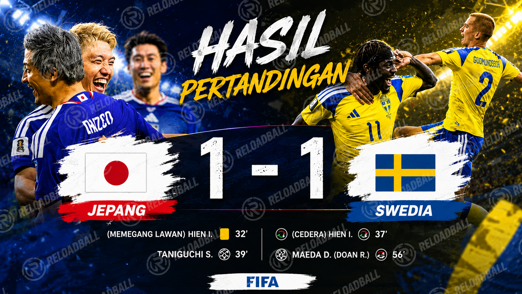 Jepang Ditahan Swedia 1-1, Gyokeres Gagalkan Kemenangan Samurai Biru di Piala Dunia 2026