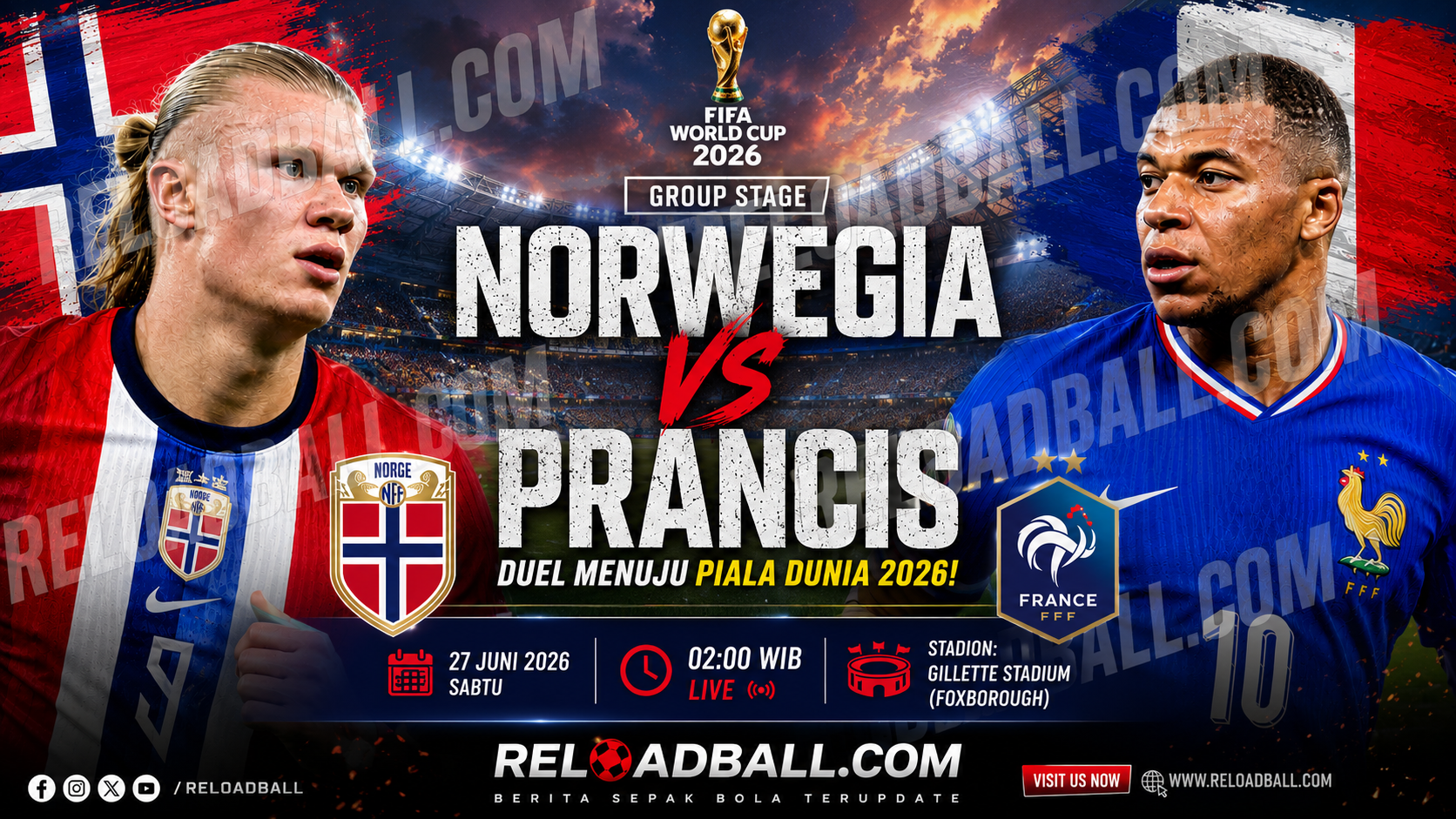 Norwegia vs Prancis: Prediksi Skor, Analisa Taktik dan Duel Haaland vs Mbappe di Piala Dunia 2026
