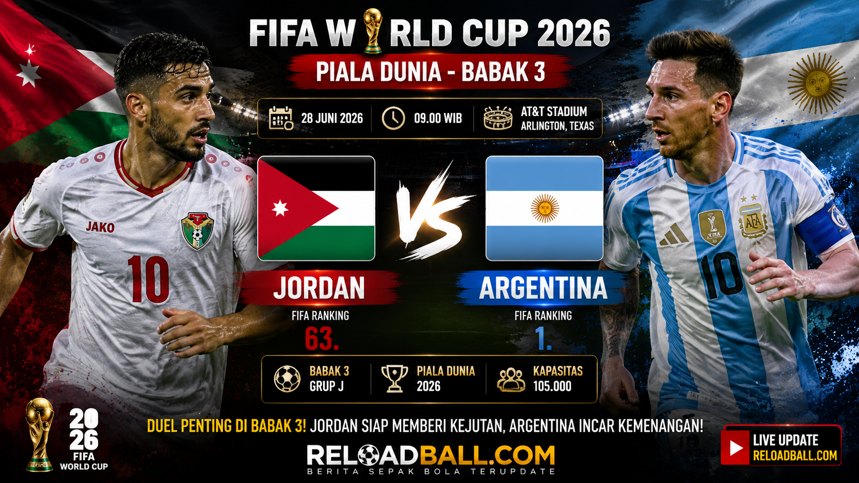 Jordan vs Argentina: Prediksi Skor, Analisa Pertandingan dan Preview Piala Dunia 2026