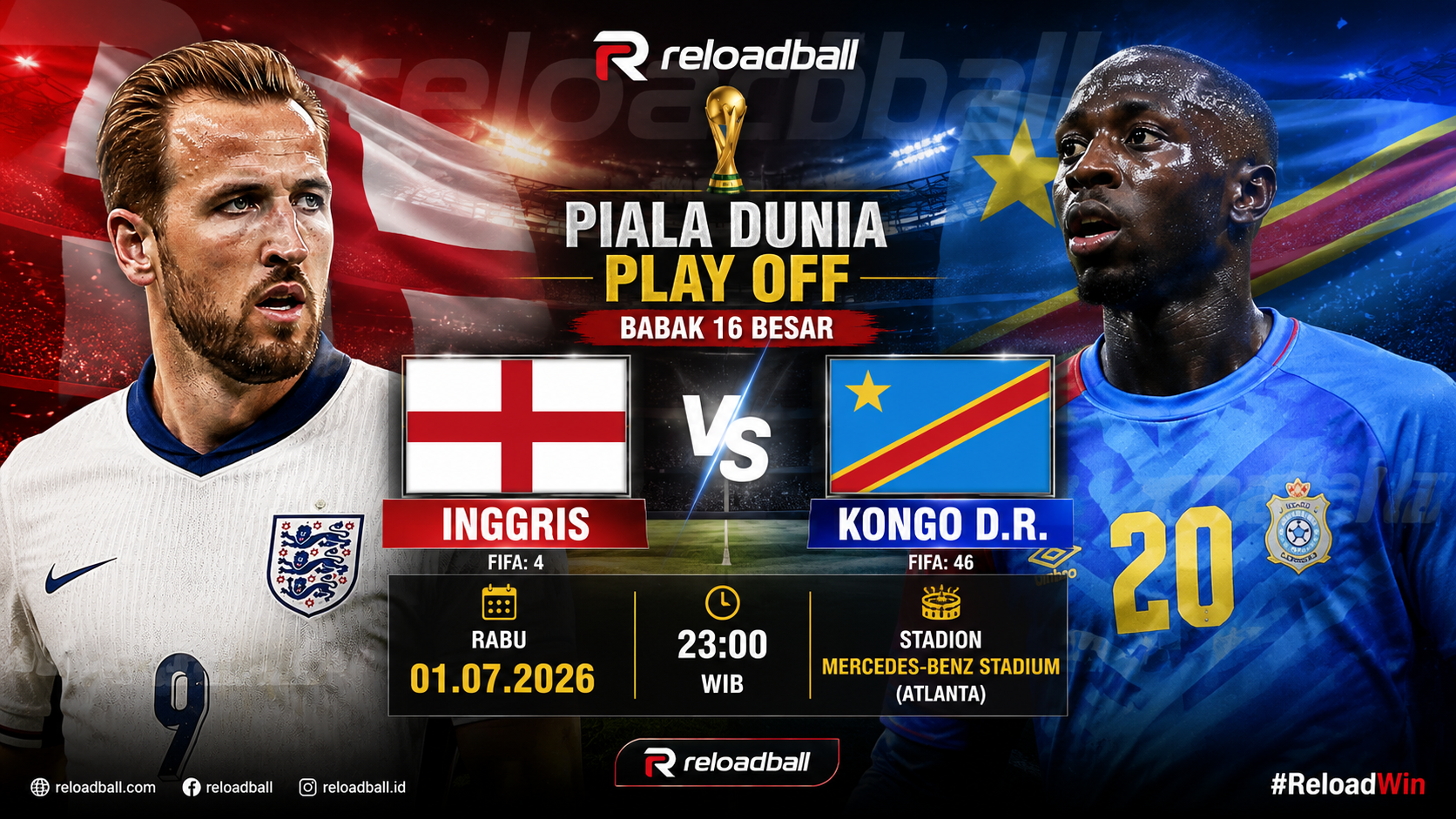 Prediksi Inggris vs Kongo DR 1 Juli 2026: Analisa Head to Head, Kondisi Tim, Susunan Pemain & Prediksi Skor