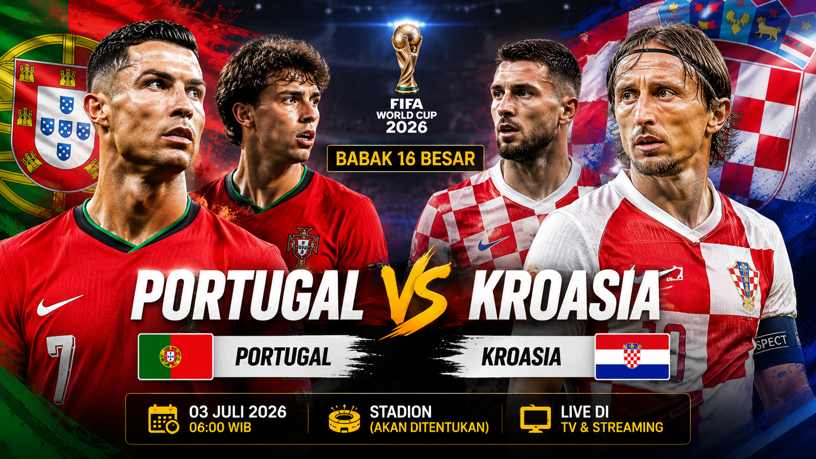 Prediksi Portugal vs Kroasia 3 Juli 2026 Analisa Susunan Pemain Head to Head dan Prediksi Skor Piala Dunia 2026